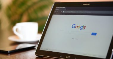 black samsung tablet on google page